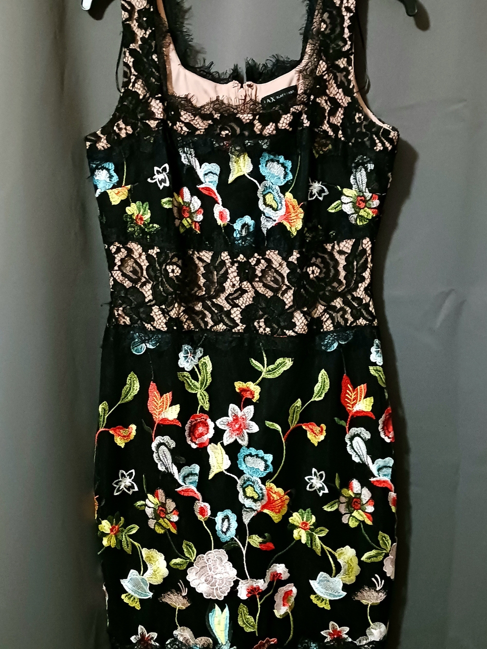 JAX Black Label Elegant Black Floral Lace Midi Dress Sz 10